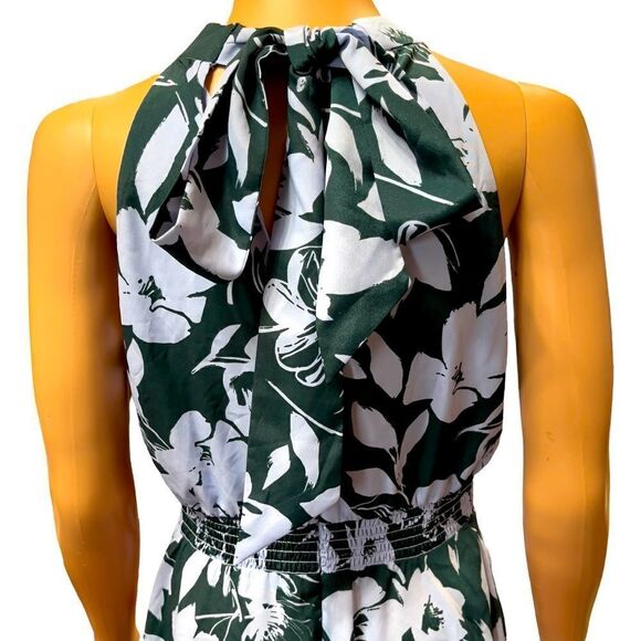 1901 Blue and Green Floral Halter Tie Back Dress Size 4 - Picture 7 of 16